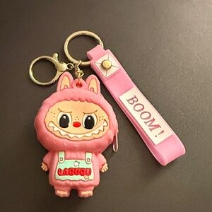 Labubu Pink Keychain Mini zip coin purse keychain Bag Charm